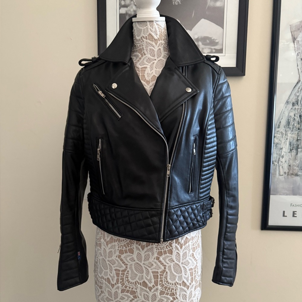 New Leatherholics Black Leather Moto bikerJacket Size M-L